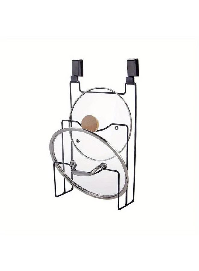Black Iron Hanging Pot Lid Rack Kitchen Organizer for Door Cutting Board Towel Storage - Image 5